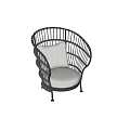 Stylish Outdoor Chair With Modern Wicker Design Black Frame And White Cushion