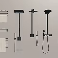 Modern Black Shower Head Set with Handheld and Overhead Options for Bathroom
