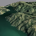 Lush Mountain River Landscape Featuring Green Water Terraced Fields And Rolling Slopes 3d model