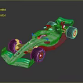 Mercedes Formula 1 Racing Car With Silver Body Green Accents Red Helmet And Aerodynamic Design