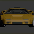 Yellow Classic Sports Car with Sleek Design Shiny Finish Alloy Wheels and Reflection