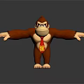 Cartoon Red Gorilla Character Standing with Red Tie DK Logo and Outstretched Arms