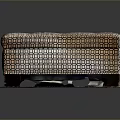 Square Geometric Pattern Tufted Ottoman With Black Legs And Wooden Base