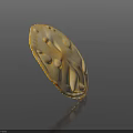 Yellow Oval Shaped Food With Carved Patterns On Dark Background Shiny Surface