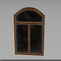 Brown Wooden Cabinet With Arched Top And Double Dark Doors