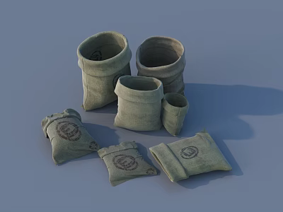 Light Gray Handcrafted Ceramic Vessels With Textured Surface Various Sizes Cylindrical Jars And Pouch Shaped 3d model
