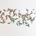 Creative Leaf Shaped Wall Decor with Blue Green Brown Hues in Irregular White Wall Arrangement