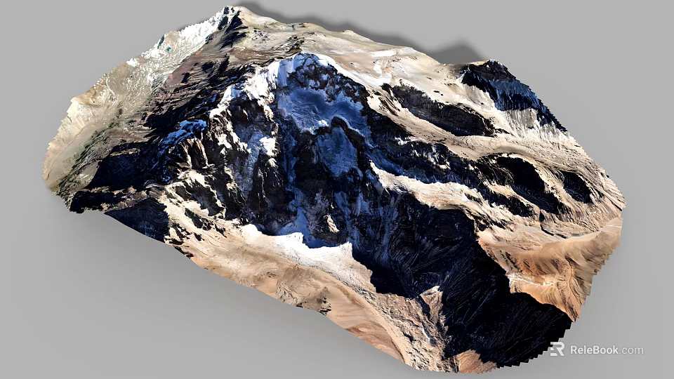 Natural Rockery Stone with Detailed Texture and Snowy Accents for Garden Landscaping 3d model 