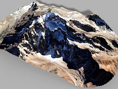 Natural Rockery Stone with Detailed Texture and Snowy Accents for Garden Landscaping 3d model
