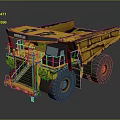 Komatsu Large Mining Dump Truck Featuring Yellow Body Large Tires And Open Bed