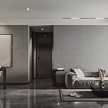 Modern Living Dining Room Interior With Sofa Coffee Table TV And Floor to Ceiling Window