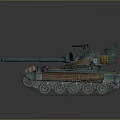 Military Teal Tank With Weathered Metallic Finish Turret Gun Barrel And Tracks