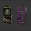 Vintage Wooden And Metal Grille Doors With Arch Top And Grid Pattern Design