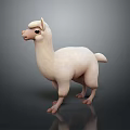 Cute Light Colored Llama 3D Model Standing On Dark Background With Reflective Surface