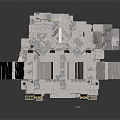 Ancient Temple Interior With Stone Carved Walls Marble Floor Central Statue And Flower Planters