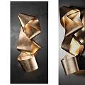 Modern Gold Spiral Metallic Wall Decor With Artistic Curved Shapes And Shiny Finish