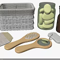 Wooden Bathroom Accessories Including Handheld Brush And Mirror With Simple Design For Daily Use