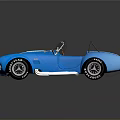 Classic Blue Convertible Sports Car With White Racing Stripes Open Top Shiny Tires