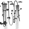 Various Shower System Designs With Rainfall Heads Handheld Sprayers And Control Knobs 3d model