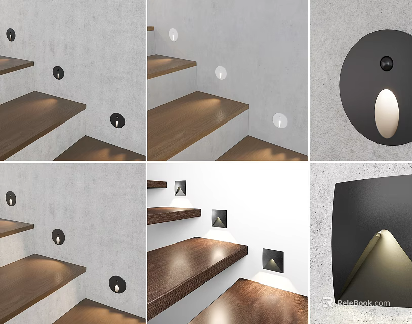 Modern Interior With Wall Mounted Wooden Shelves And Recessed Lighting 3d model 