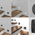 Modern Interior With Wall Mounted Wooden Shelves And Recessed Lighting
