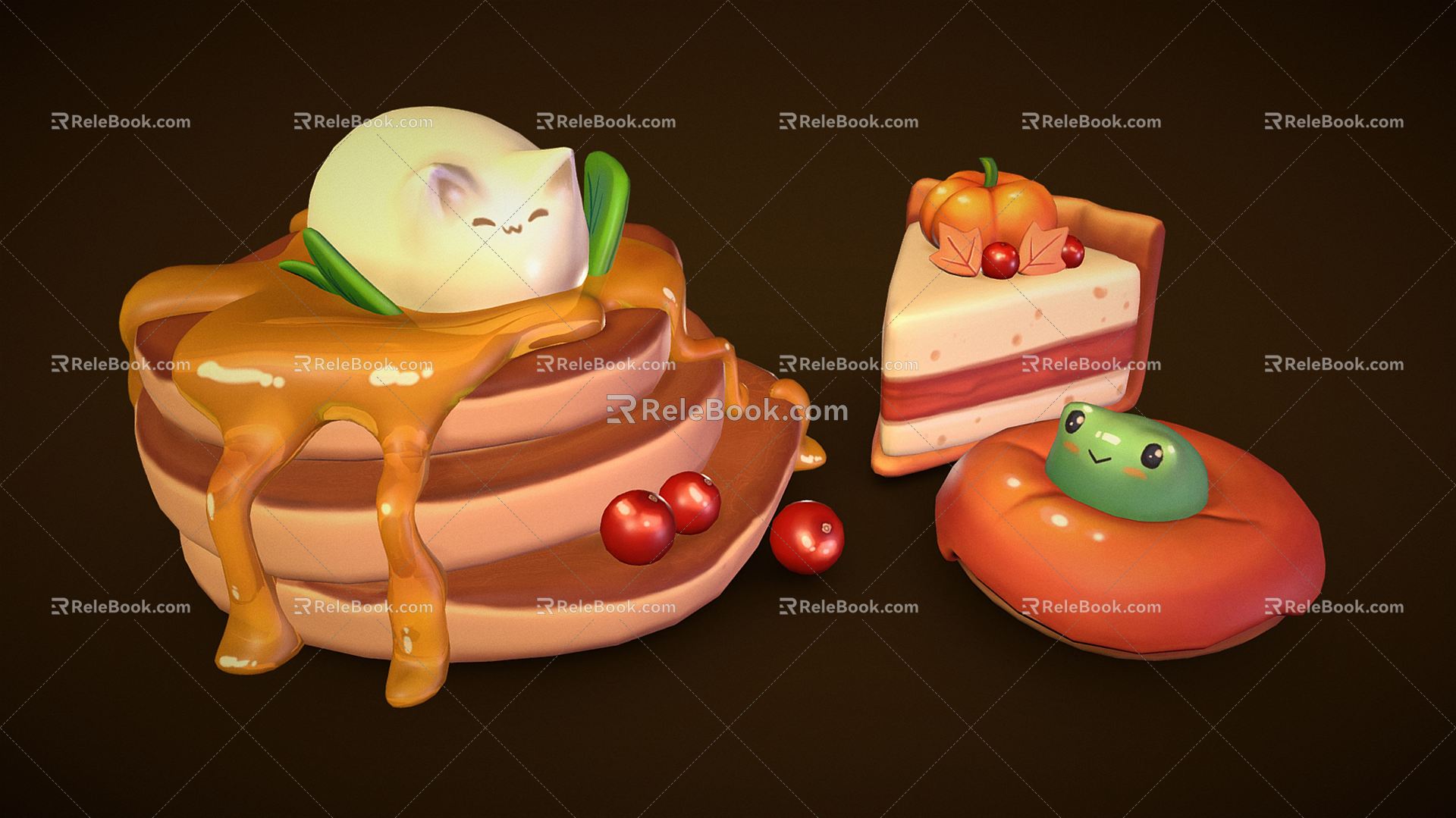 Modern Dessert Cartoon Dessert Autumn Dessert 3d model