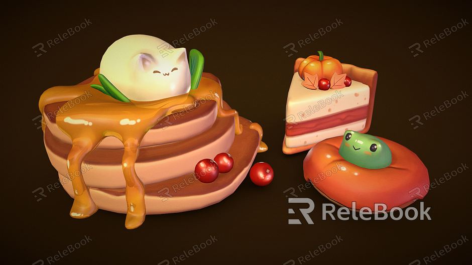 Modern Dessert Cartoon Dessert Autumn Dessert model