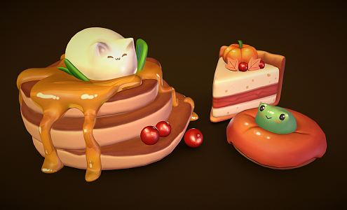 Modern Dessert Cartoon Dessert Autumn Dessert 3d model