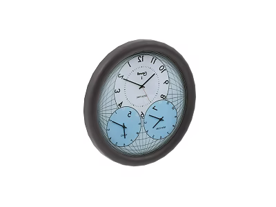 Round Wall Clock with Black Frame White Dial Roman Numerals and Blue Sub Dials 3d model
