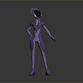Futuristic Purple Humanoid 3D Model With Smooth Texture And Helmet Design Standing Pose 3d model