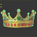 Decorative Golden Crown Household Item With Red Green Gemstones And Reflection
