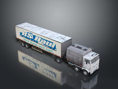 ASS HAUL Freight Truck With White Cargo Trailer And Company Logo Design 3d model