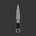 Traditional Decorative Dagger With Silver Engraved Blade And Brown Wooden Handle Metal Ring Accent