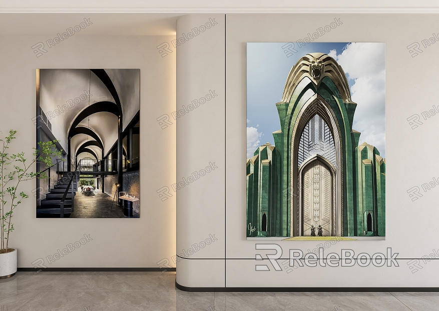 modern architectural painting decorative painting model