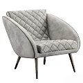 Gray Upholstered Single Sofa With Quilted Pattern Curved Arms And Metal Legs 3d model