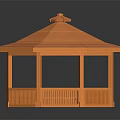 Wooden Octagonal Gazebo Outdoor Garden Structure With Classic Roof Railing And Bench