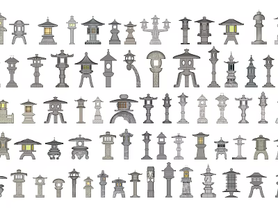 Outdoor Lights With Various Traditional And Modern Design Styles For Outdoor Use 3d model