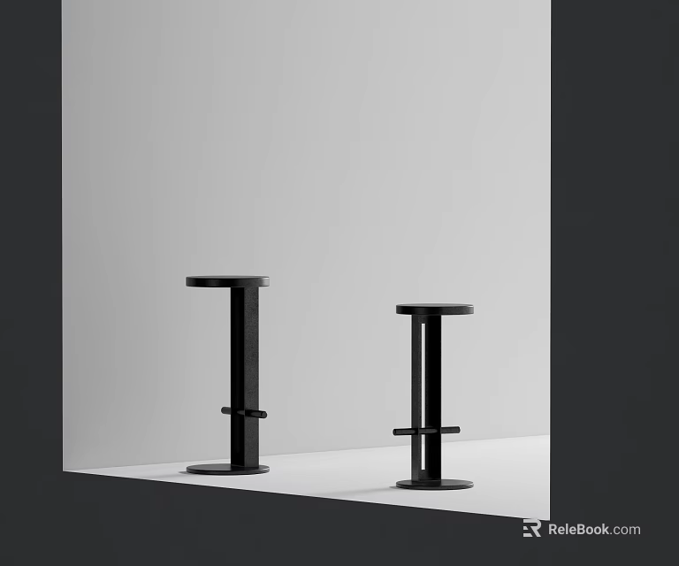 Modern Black Bar Stools With Sleek Metal Frame And Minimalist Contemporary Design 3d model 