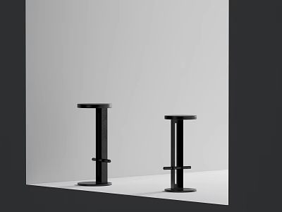 Modern Black Bar Stools With Sleek Metal Frame And Minimalist Contemporary Design 3d model