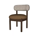 Modern Dining Chair With Light Gray Upholstered Back And Brown Leather Seat