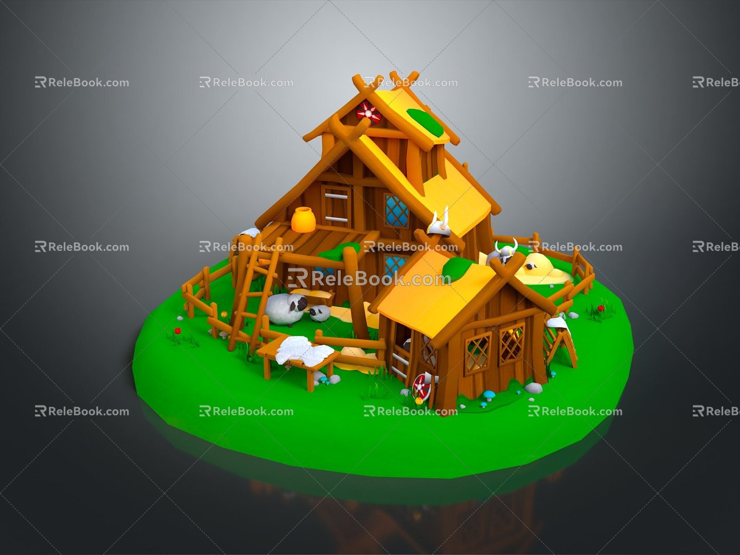 Modern Cartoon Scene Shepherd Shepherd Cartoon Sheep Sheep 3d model