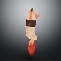 Red Haired Female Character Upside Down Wearing Beige Top With Green Creature