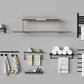 Stylish Bathroom Accessories Set With Towel Racks Shelves Folded Towels And Toiletries