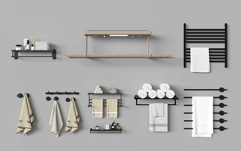 Bathroom products drying rack towel rack 3d model