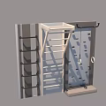 Fun Kids Play Area With Wooden Ladder Climbing Wall Hanging Rings And Climbing Holds