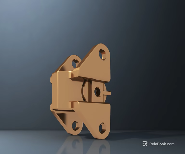 Golden Metal Hinge Component For Playground Equipment With Secure Connecting Holes 3d model 