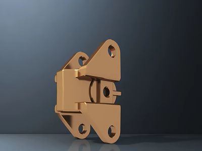 Golden Metal Hinge Component For Playground Equipment With Secure Connecting Holes 3d model
