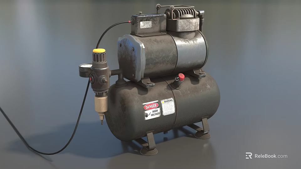 Heavy Duty Industrial Air Compressor with Steel Tank Pressure Gauge and Safety Valve 3d model 
