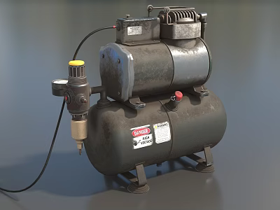 Heavy Duty Industrial Air Compressor with Steel Tank Pressure Gauge and Safety Valve 3d model