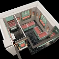 Elegant JOJO Jewelry Store Interior Design With Teal Gold Display Counters And Shelves